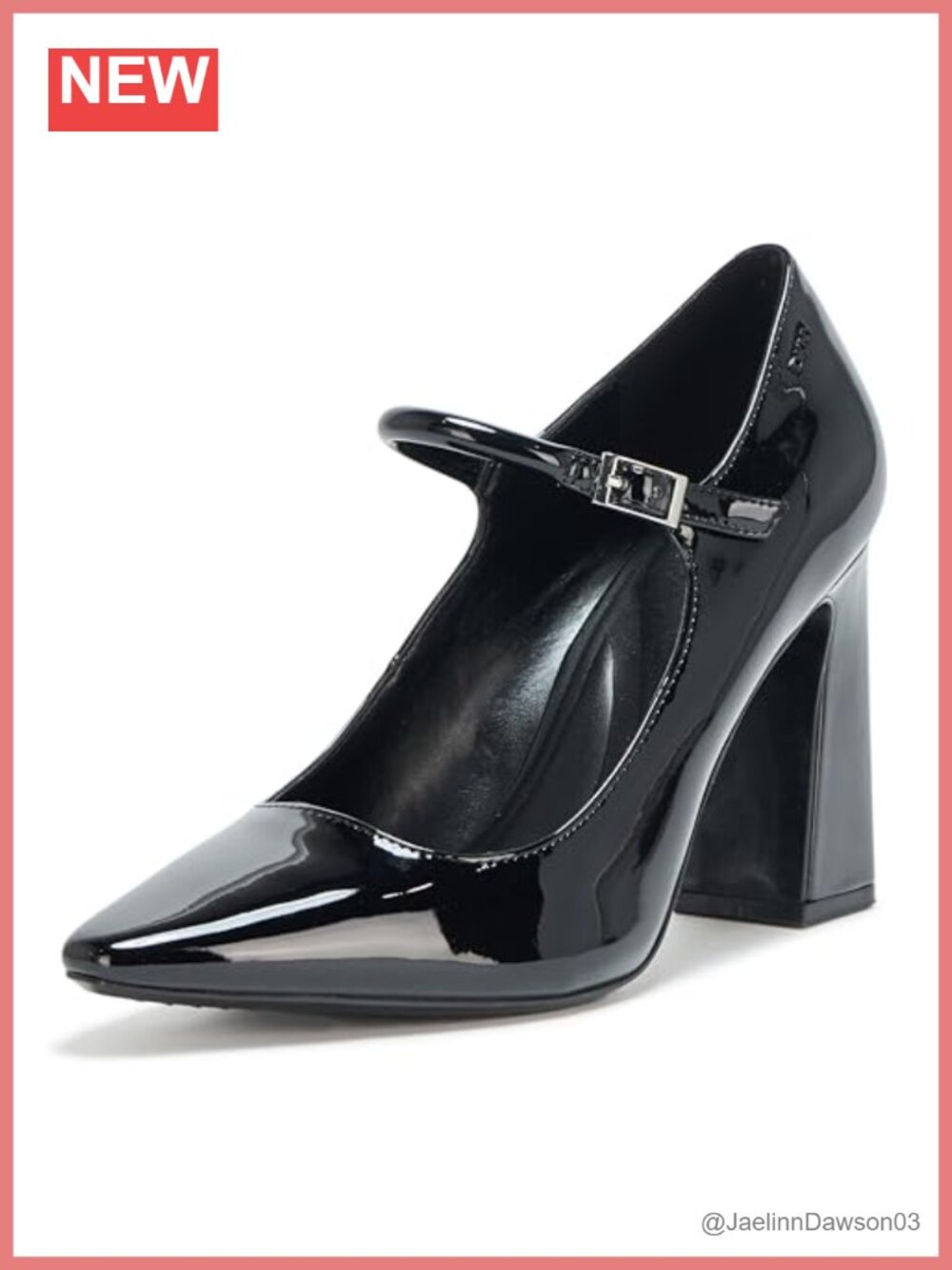 Faux Leather Pointed Toe Mary Jane Block Heel Heeled Sandals